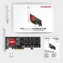 AXAGON Karta rozszerzeń PCEM2-ND, PCIe x 8 kontroler 2x slot M.2 NVMe M-key RAID wsparcie dla płyt bez bifurkacji, w zestawie LP