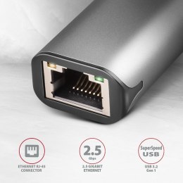 AXAGON Karta sieciowa 2.5 Gigabit Ethernet ADE-25RC USB-C 3.2 Gen 1 - Realtek 8156, automatyczna instalacja, szara