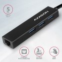 AXAGON Karta sieciowa HMA-GL3A 3x USB-A + GLAN, USB3.2 Gen 1 hub, metalowy, 20cm USB-A kabel