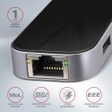 AXAGON Karta sieciowa HMC-6GL 3x USB-A, HDMI, RJ-45, USB 3.2 Gen 1 hub, PD 100W 20cm USB-C kabel