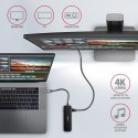 AXAGON Karta sieciowa HMC-6GL 3x USB-A, HDMI, RJ-45, USB 3.2 Gen 1 hub, PD 100W 20cm USB-C kabel