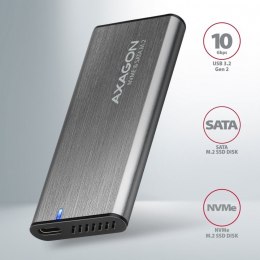 AXAGON Obudowa zewnętrzna, aluminiowa, bezśrubowa, EEM2-SG2, USB-C 3.2 Gen 2 - M.2 NVMe & SATA SSD