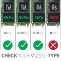 AXAGON Obudowa zewnętrzna, aluminiowa, bezśrubowa, EEM2-SG2, USB-C 3.2 Gen 2 - M.2 NVMe & SATA SSD