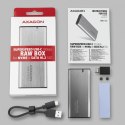 AXAGON Obudowa zewnętrzna, aluminiowa, bezśrubowa, EEM2-SG2, USB-C 3.2 Gen 2 - M.2 NVMe & SATA SSD