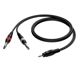 PROCAB Kabel 3.5 mm jack męski stereo-2X 6.3 mm jack męski mono 3m