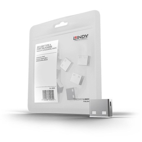 Blokada portów USB LINDY10 szt Port Locks (no Key) White