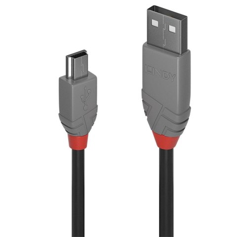 Kabel USB 2.0 LINDY Type A to Mini-B Cable, Anthra Line 0,5m Black