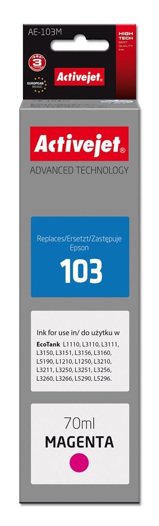 Tusz Activejet AE-103M (zamiennik Epson 103 C13T00S34A; Supreme; 70 ml; purpurowy)