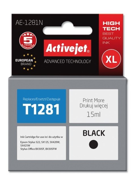 Tusz Activejet AE-1281N (zamiennik Epson T1281; Supreme; 15 ml; czarny)