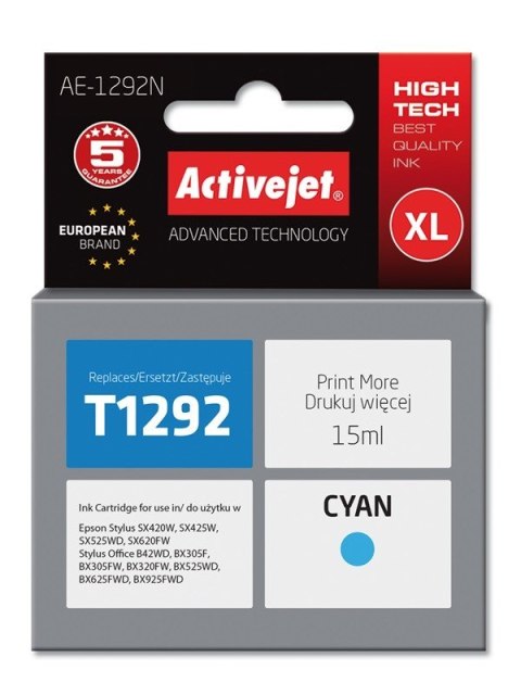 Tusz Activejet AE-1292N (zamiennik Epson T1292; Supreme; 15 ml; niebieski)