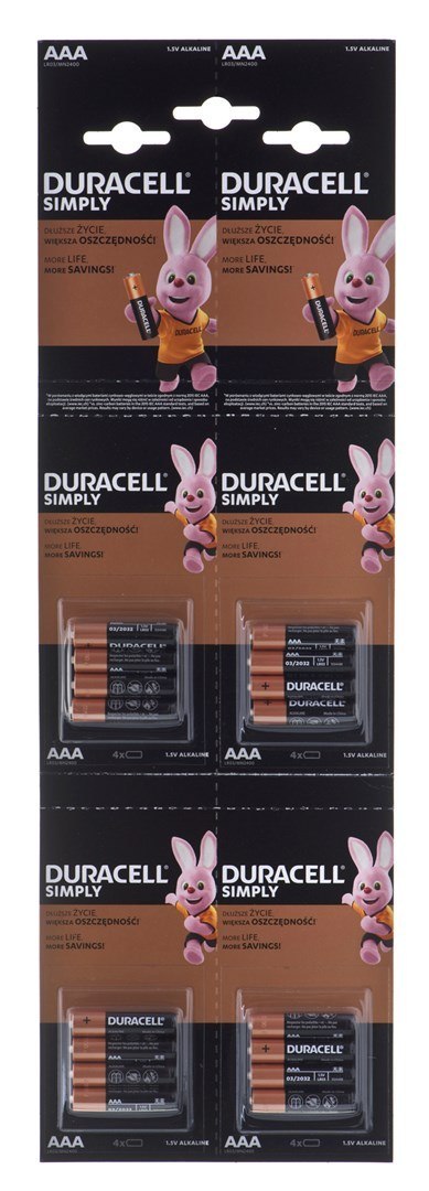 Zestaw baterii AAA Duracell (x 4)