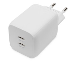 Ładowarka sieciowa DIGITUS zasilacz GaN 2x USB-C PD 3.0 max. 65W biała