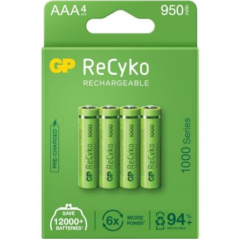 Akumulatorki AAA / R03 GP ReCyko 1000 Series Ni-MH 950mAh 4 sztuki