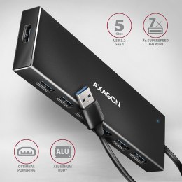 AXAGON HUE-F7A Hub 7-portowy USB 3.2 Gen 1 ALU FLAT, micro USB, 1m USB-A kabel