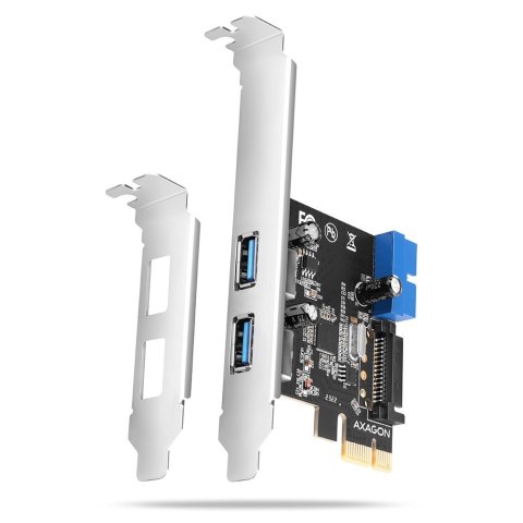 AXAGON PCEU-232VLS Kontroler PCIe 2+2x port USB 3.2 GEN 1, UASP, SP & LP, 15-pin SATA zasilacz