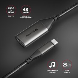 AXAGON RVC-HI2M Adapter USB-C -> HDMI 2.0 4K/60Hz Aluminum, 25cm kabel