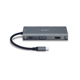 Replikator portów LINDY USB-C do 1xVGA/1xHDMI/1xRJ45/3xUSB 3.0/1xUSB-C/1xmicroSD/1xSD