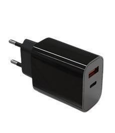 TB Ładowarka sieciowa 2x3A USB C + USB A czarna