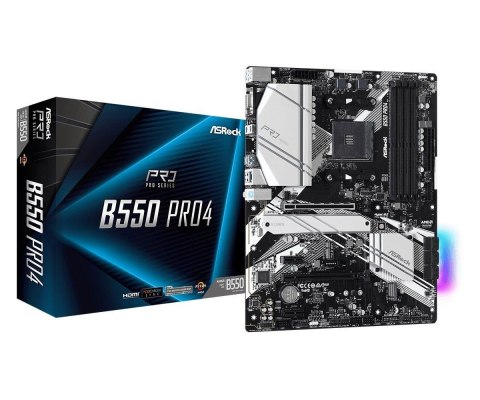 Płyta ASRock B550 Pro4/AMD B550/DDR4/SATA3/M.2/USB3.1/PCIe4.0/AM4/ATX