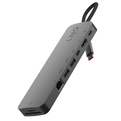 Replikator portów LINQ PRO Multiport USB-C Hub 9w1 (HDMI 4k/60Hz, USB-C, USB-C PD3.0 100W, 2x USB-A, RJ45 2,5Gbit, NVMe, slot SD