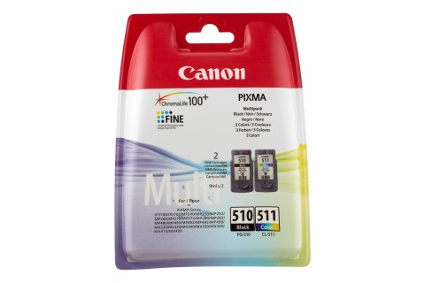 Tusz Canon zestaw PG-510/CL-511=PG510/CL511=2970B010, zawiera czarny i kolor, PG-510+CL-511