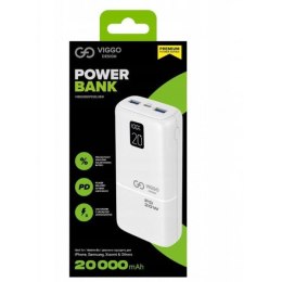 VIGGO POWERBANK 20000MAH 1XUSB-C 2XUSB PD LCD BIAŁY