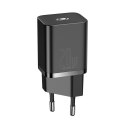 BASEUS ŁADOWARKA SIECIOWA Z KABLEM USB-C DO LIGHTNING 1M 20W TZCCSUP-B01 CZARNY