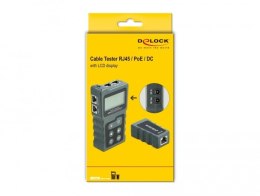 Delock Tester kabli LCD RJ45 PoE/DC