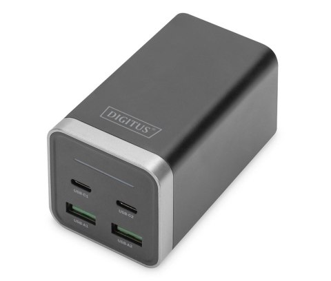 Ładowarka sieciowa DIGITUS uniwersalna zasilacz GaN 4 porty 2x USB-C 2x USB-A PD 3.0 65W czarna