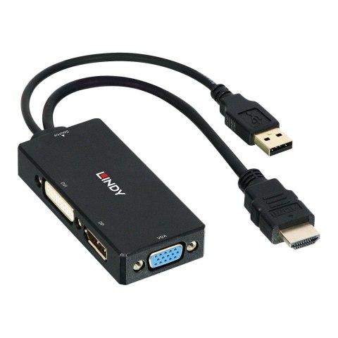 Konwerter HDMI na DisplayPort, DVI i VGA LINDY czarny