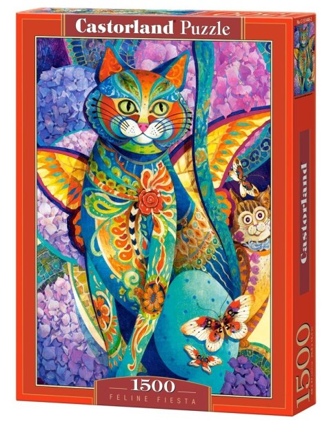 Castor Puzzle 1500 elementów Kot kolorowy Feline Fiesta