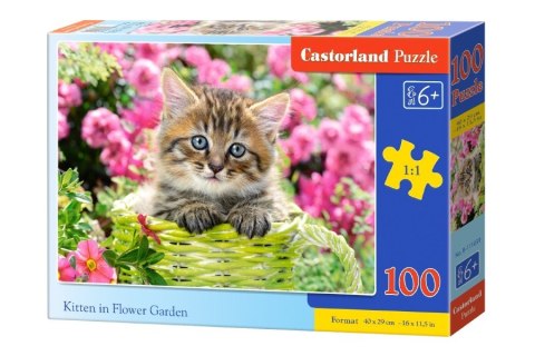 Castor Puzzle 100 elementów - Kociak w kwiatowym ogrodzie