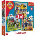 Trefl Puzzle 3w1 Strażak Sam - W akcji