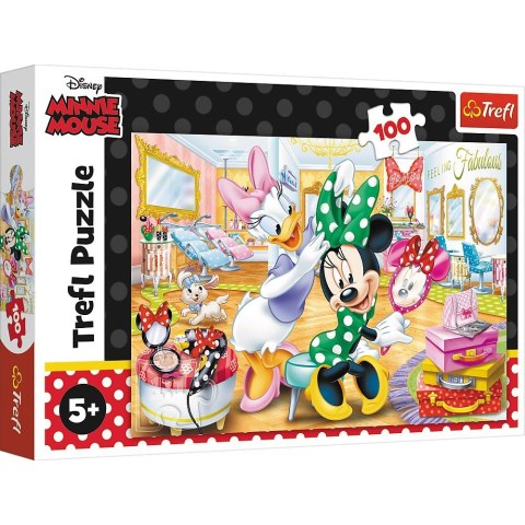 Trefl Puzzle 100 elementów Minnie w salonie kosmetycznym