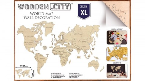 Wooden City Puzzle 3D Mapa świata rozmiar XL kolor naturalny