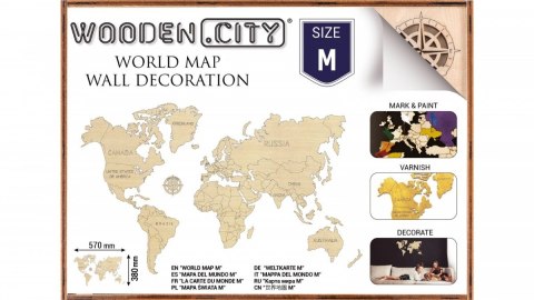 Wooden City Puzzle 3D Mapa świata rozmiar M kolor naturalny