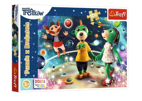 Trefl Puzzle 100 elementów Glitter Trefliki wśród gwiazd