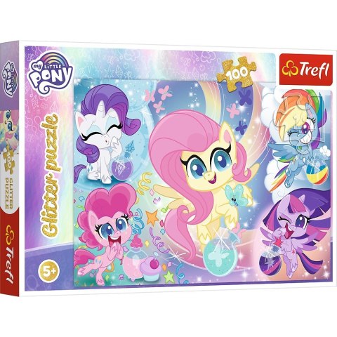 Trefl Puzzle 100 elementów Glitter Błyszczące kucyki Pony