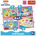 Trefl Puzzle 4w1 Rodzina rekinów Baby Shark