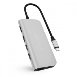 HyperDrive Stacja dokująca Hyper POWER 9-in-1 USB- C HUB, Gigabit Ethernet, 4K HDMI, MicroSD, 3x USB-A, USB-C PD 60W, AudioJack Srebrna