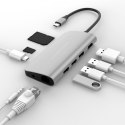 HyperDrive Stacja dokująca Hyper POWER 9-in-1 USB- C HUB, Gigabit Ethernet, 4K HDMI, MicroSD, 3x USB-A, USB-C PD 60W, AudioJack Srebrna