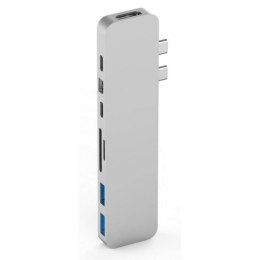 HyperDrive Stacja dokująca Hyper PRO 8-in-2 USB-C HUB, 4K HDMI, MiniDP, USB-A, USB-C Srebrna