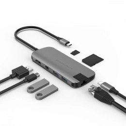 HyperDrive Stacja dokująca Hyper SLIM 8-in-1 USB-C HUB, Gigabit Ethernet, 4K HDMI, MicroSD,SD, 2x USB-A, 60W USB-C power delivery, Mini Dis