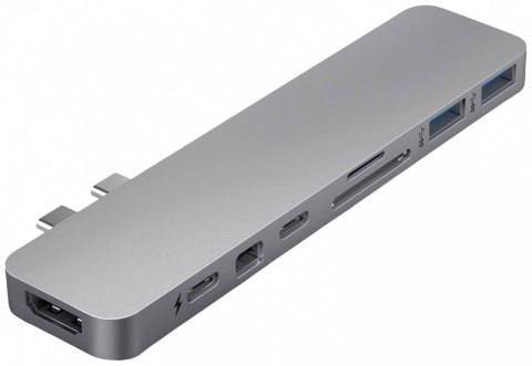 HyperDrive Stacja dokująca PRO 8-in-2 USB-C HUB, 4K HDMI, mini DP, 2x USB-A, USB-C Szara