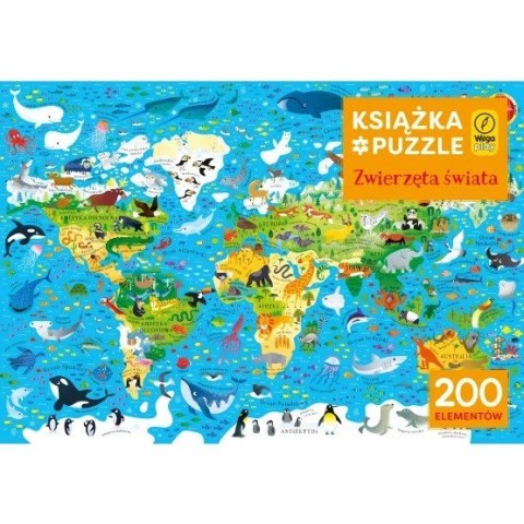 Wilga Play Puzzle 200 elementów + Książka - Zwierzęta świata