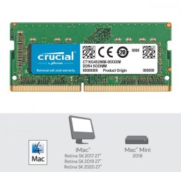 Crucial Pamięć DDR4 SODIMM do Apple Mac 16GB(1*16GB)/2666 CL19 (8bit)