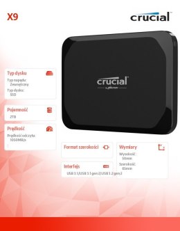 Crucial Dysk SSD X9 2TB USB-C 3.2 Gen2