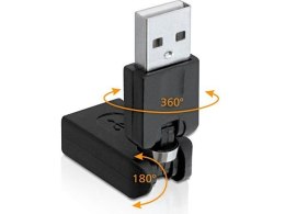 Delock Adapter USB AM->USB AF kątowy 360/180