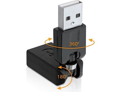 Delock Adapter USB AM->USB AF kątowy 360/180