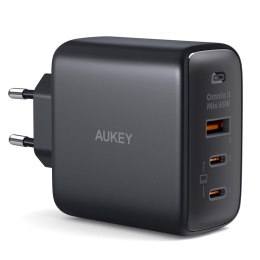 Ładowarka Sieciowa Aukey PA-B6T BK GaN, 2x USB-C, USB-A, QC, PD 65W